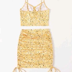 two peice top and ruched skirt